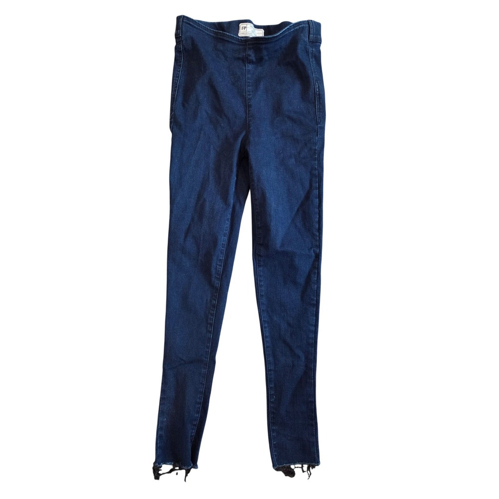Free People High Rise Skinny Jeggings Dark Wash Raw Hem 61855-16515125 Womens 26
